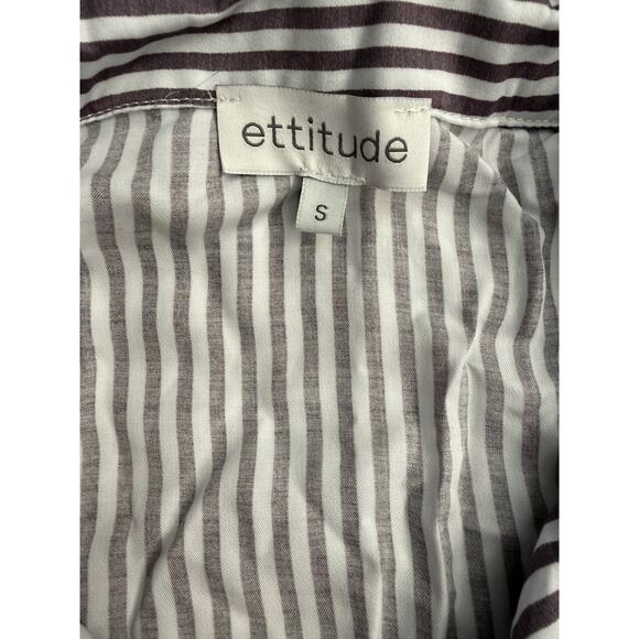 Ettitude Pajama Shirt Womens Small Gray White Striped 100% Bamboo Lyocell Top - Picture 4 of 8